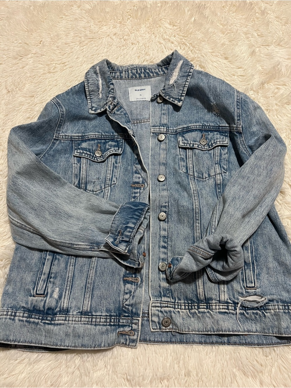 Old Navy Faded Light Blue Denim Trucker Jacket